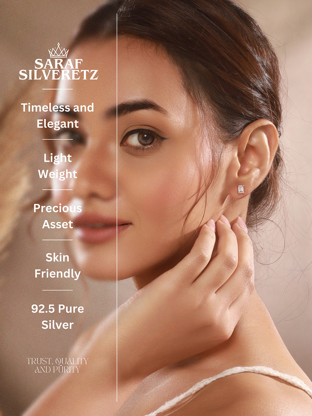 925 Sterling Silver 6 mm Zircon Studded Rectangular Solitaire Dailywear Studds Earrings