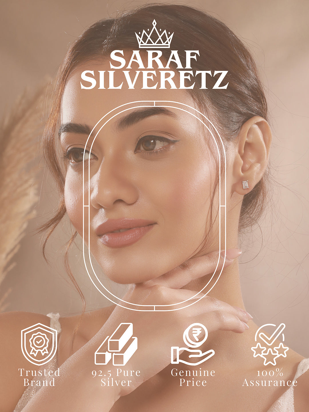 925 Sterling Silver 6 mm Zircon Studded Rectangular Solitaire Dailywear Studds Earrings