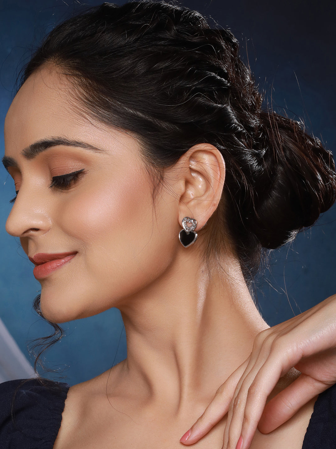 Anti-Tarnish Silver Plated Heart shaped Studds Minimal  Earrings