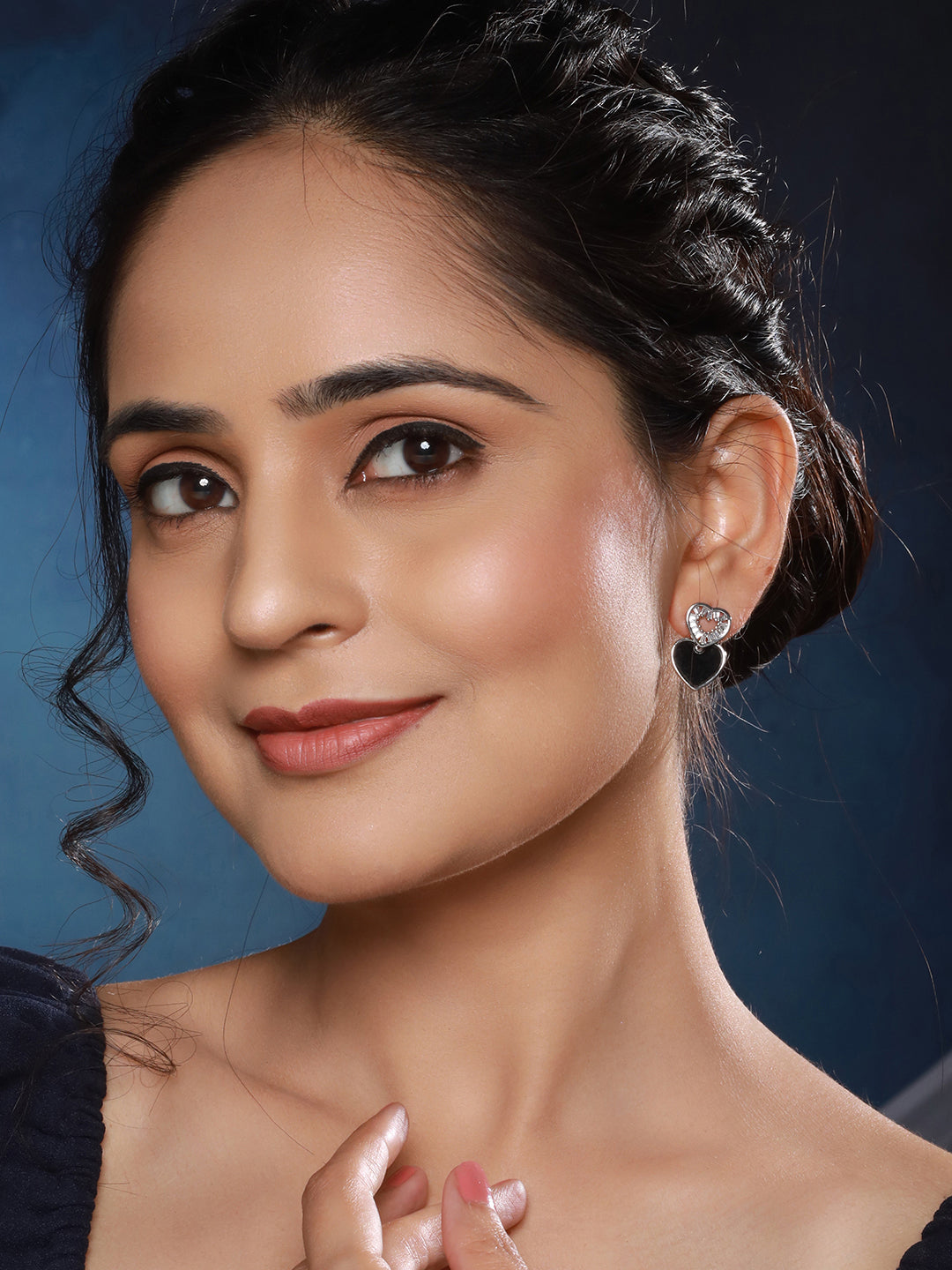 Anti-Tarnish Silver Plated Heart shaped Studds Minimal  Earrings