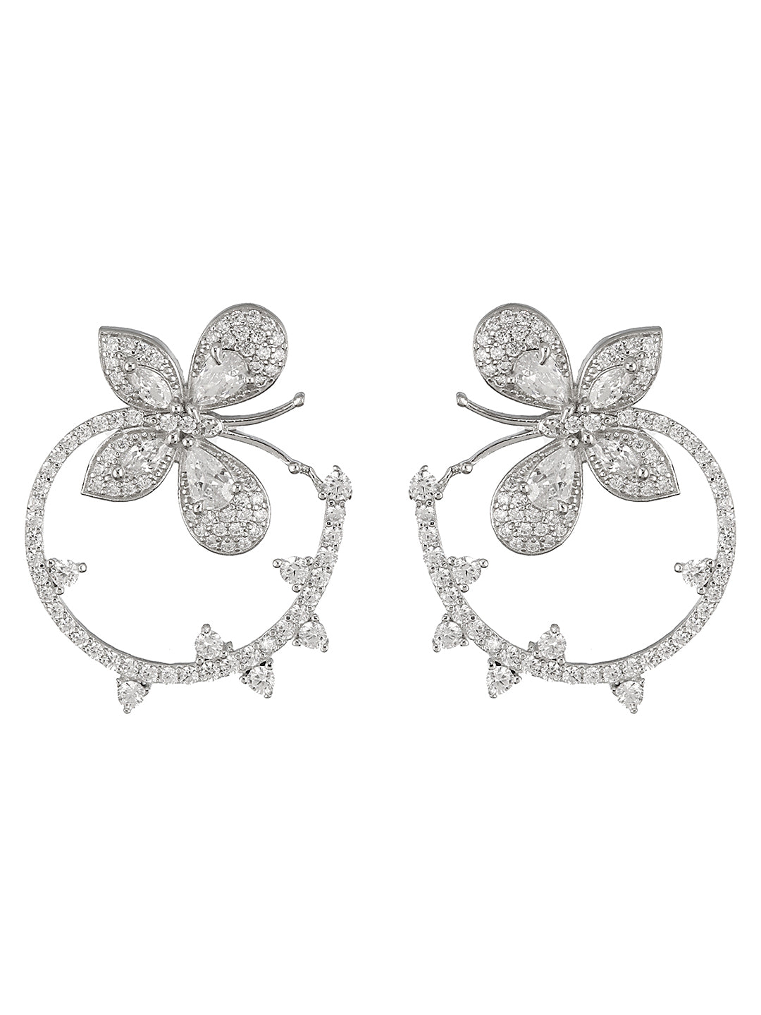 925 Sterling Silver Butterfly Circular Studds Earrings