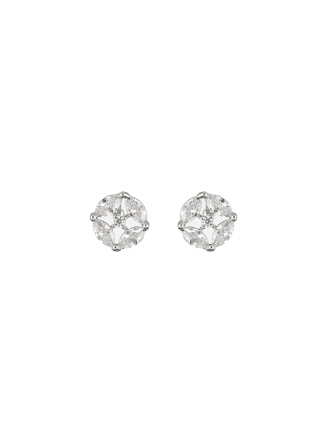 925 Sterling Silver Cubic Zirconia Marquis Studds Earrings