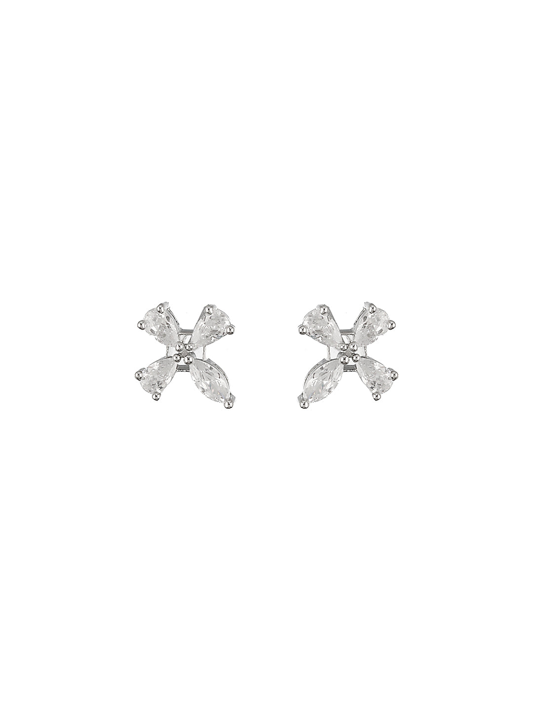 925 Sterling Silver Cubic Zirconia Floret Studds Earrings