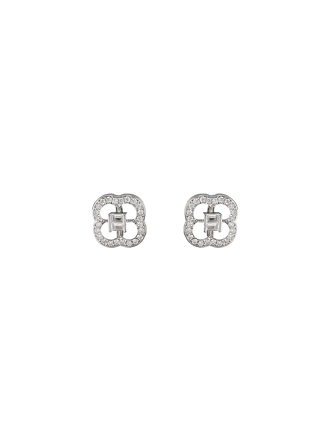 925 Sterling Silver Circular Cubic Zirconia Studds Earrings