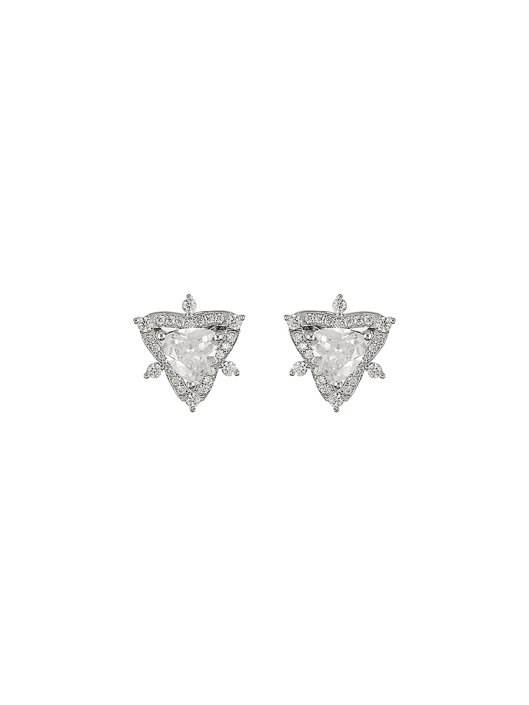 925 Sterling Silver Triangular Leafy Studs Earrings