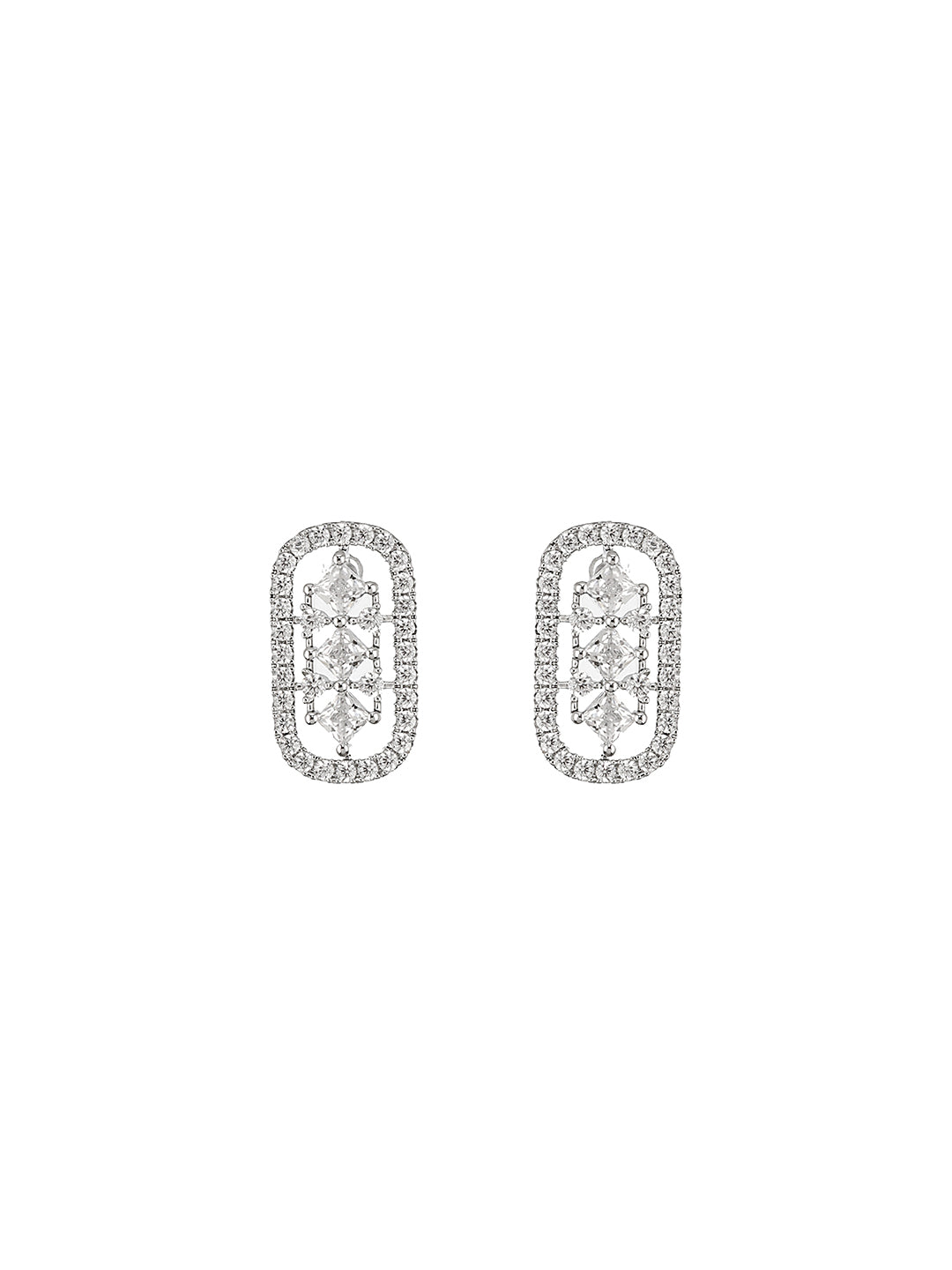 925 Sterling Silver Cubic Zirconia Geometric Studds earrings