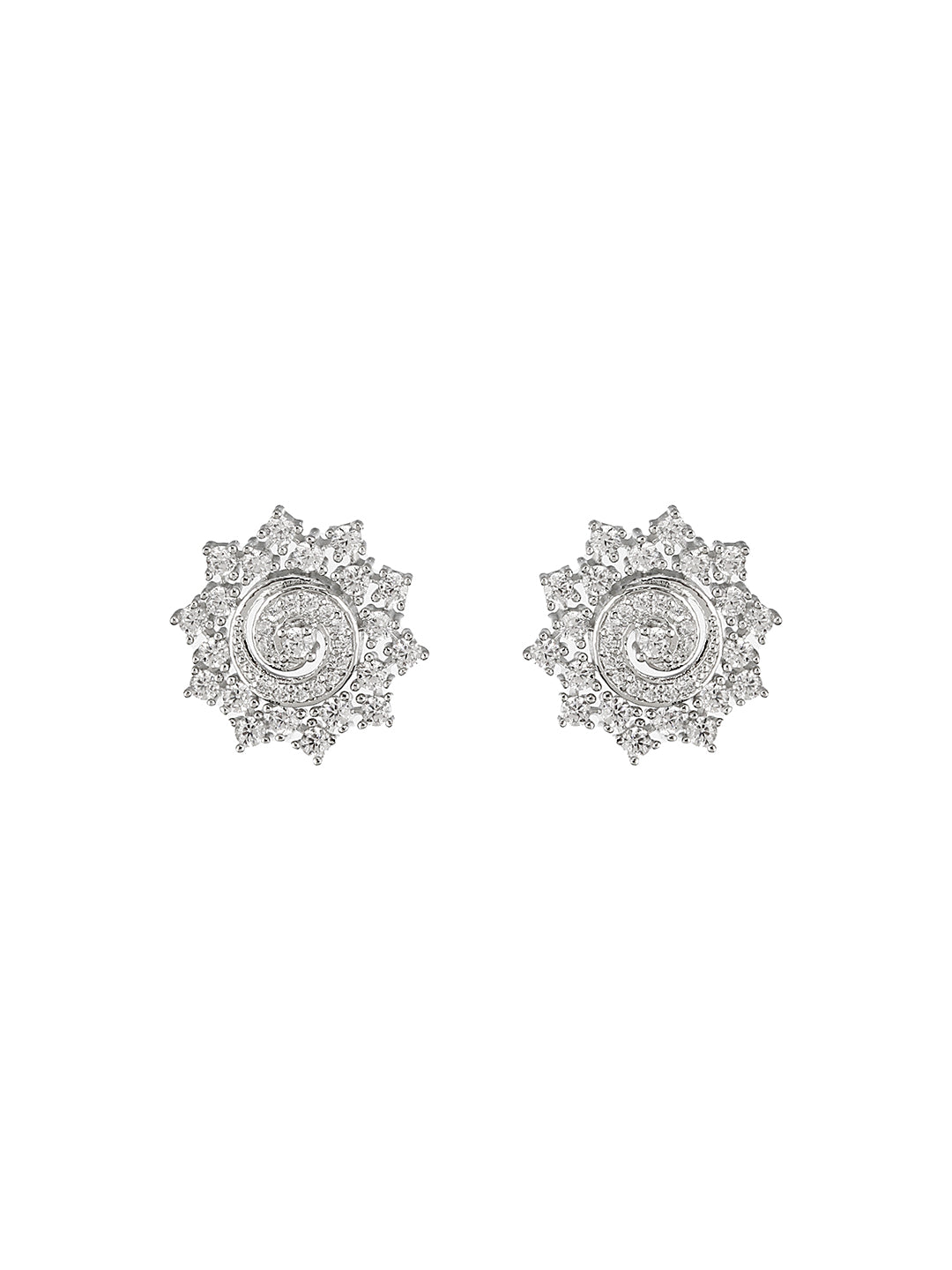 925 Sterling Silver Cubic Zirconia Flora Circle  Studds Earrings