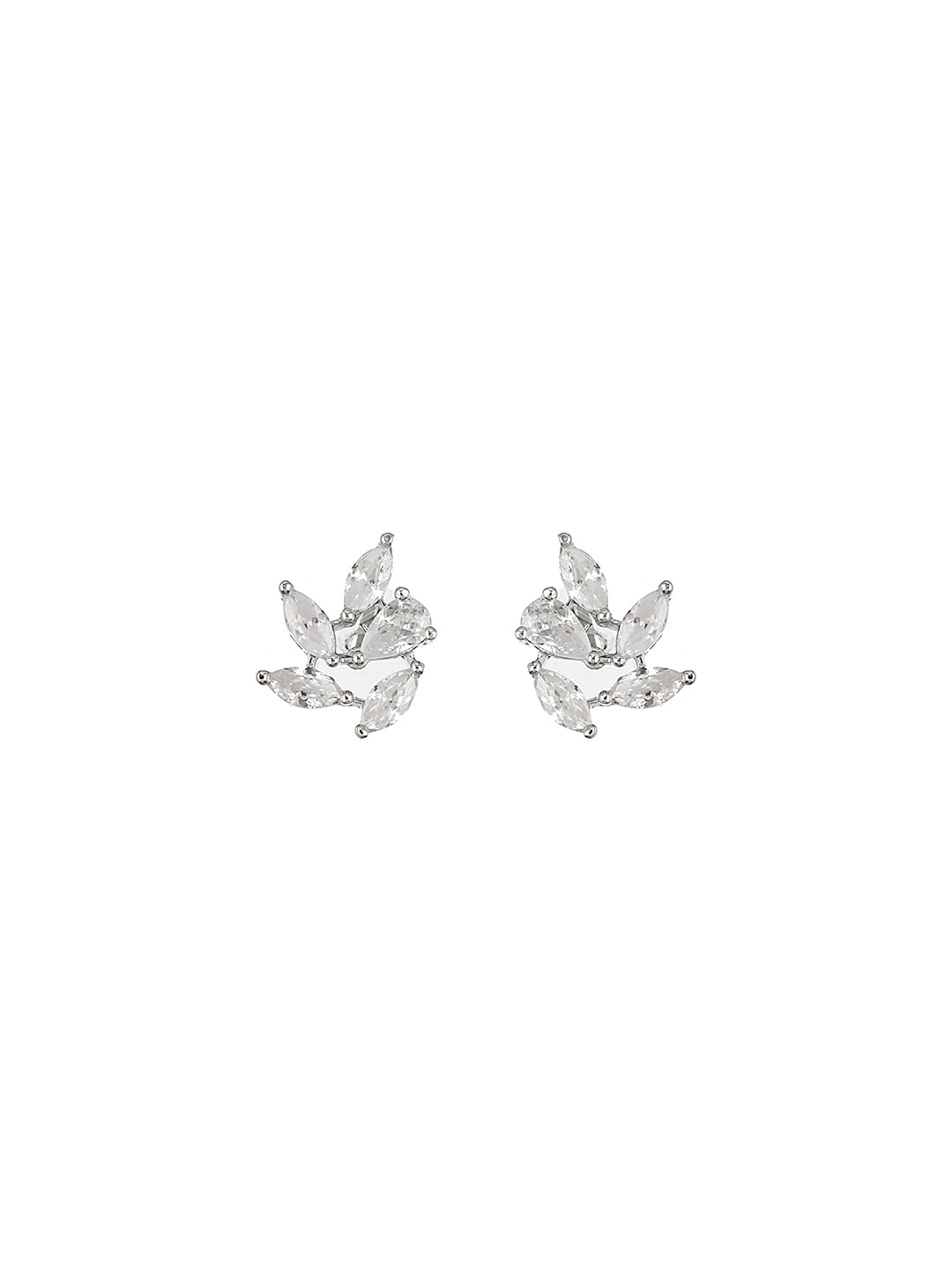 925 Sterling Silver Rhodium Plated Marquise CZ Solitaire Studds Earrings
