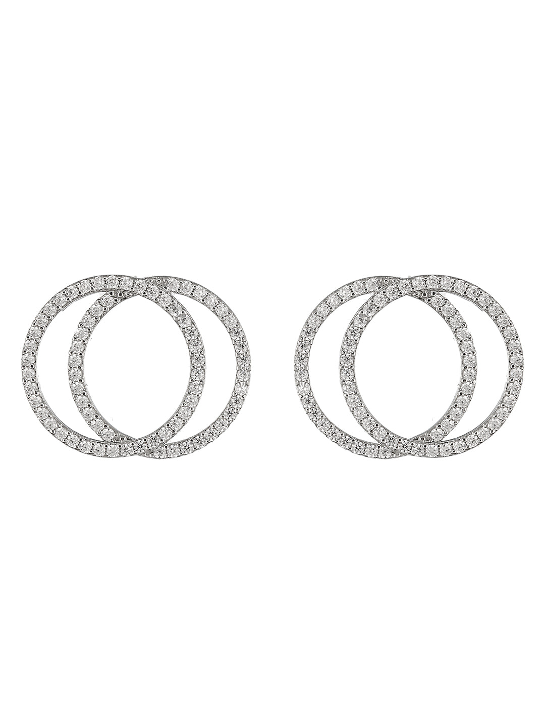 925 Sterling Silver Rhodium Plated Entwined Circles Stud Earrings
