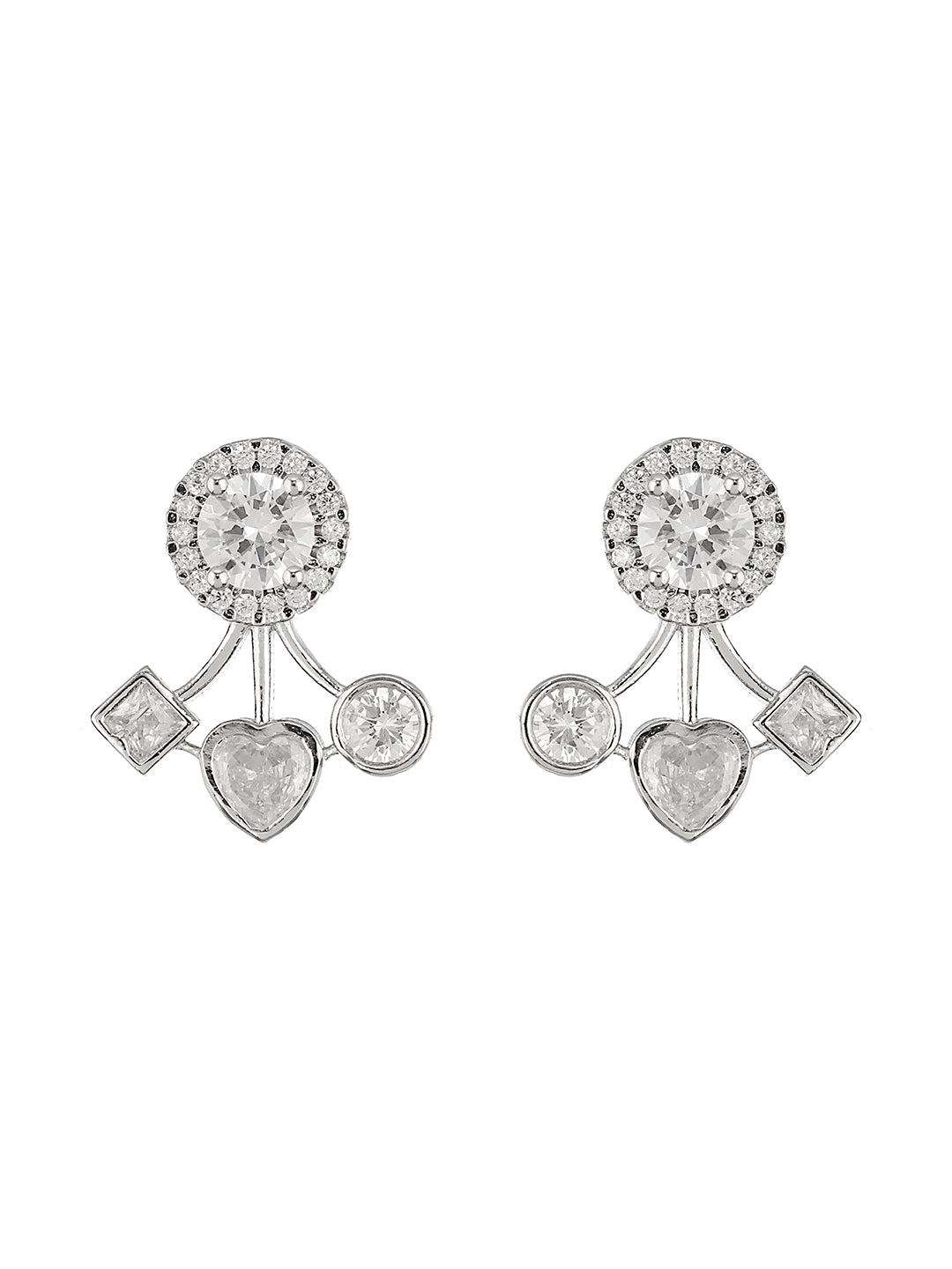 925 Sterling Silver Cubic Zirconia  Solitaire Drop Earrings