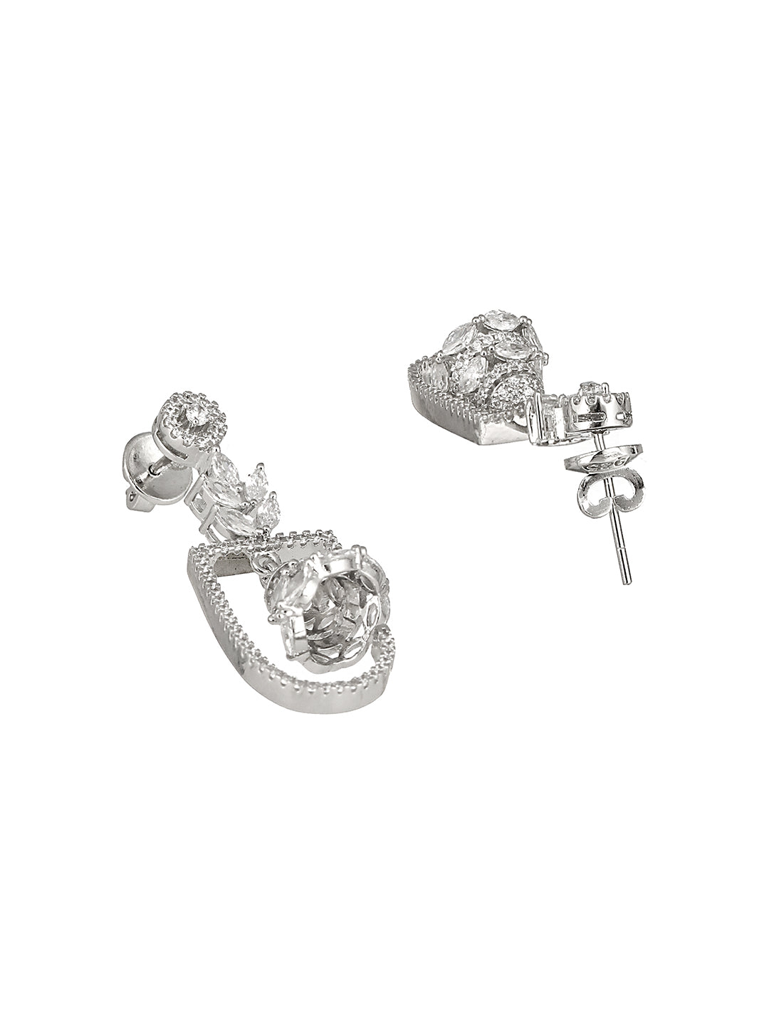 925 Sterling Silver Rhodium Plated CZ Jhumka Earrings