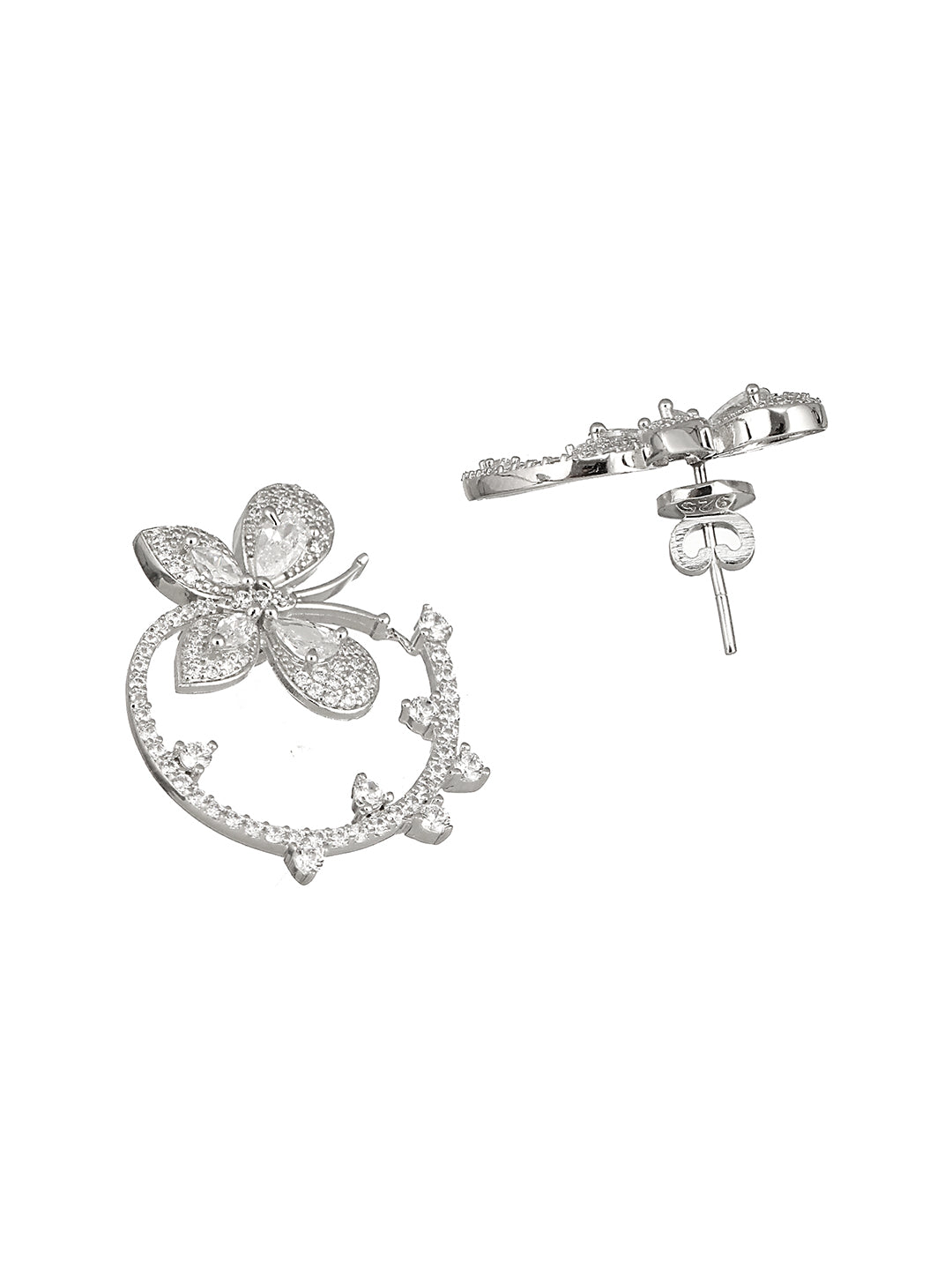 925 Sterling Silver Butterfly Circular Studds Earrings