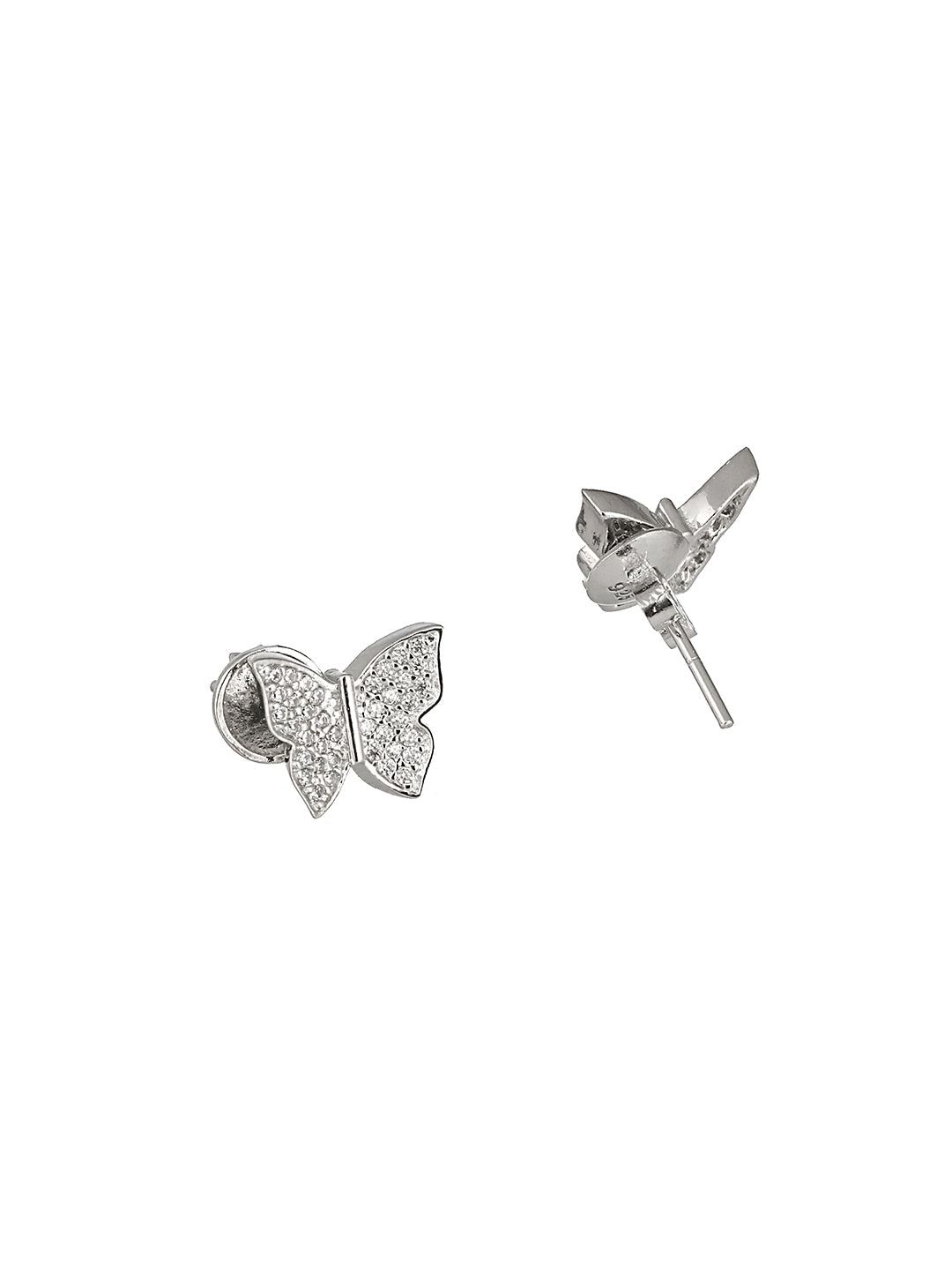 925 Sterling Silver Cubic Zirconia Butterfly Studds Earrings