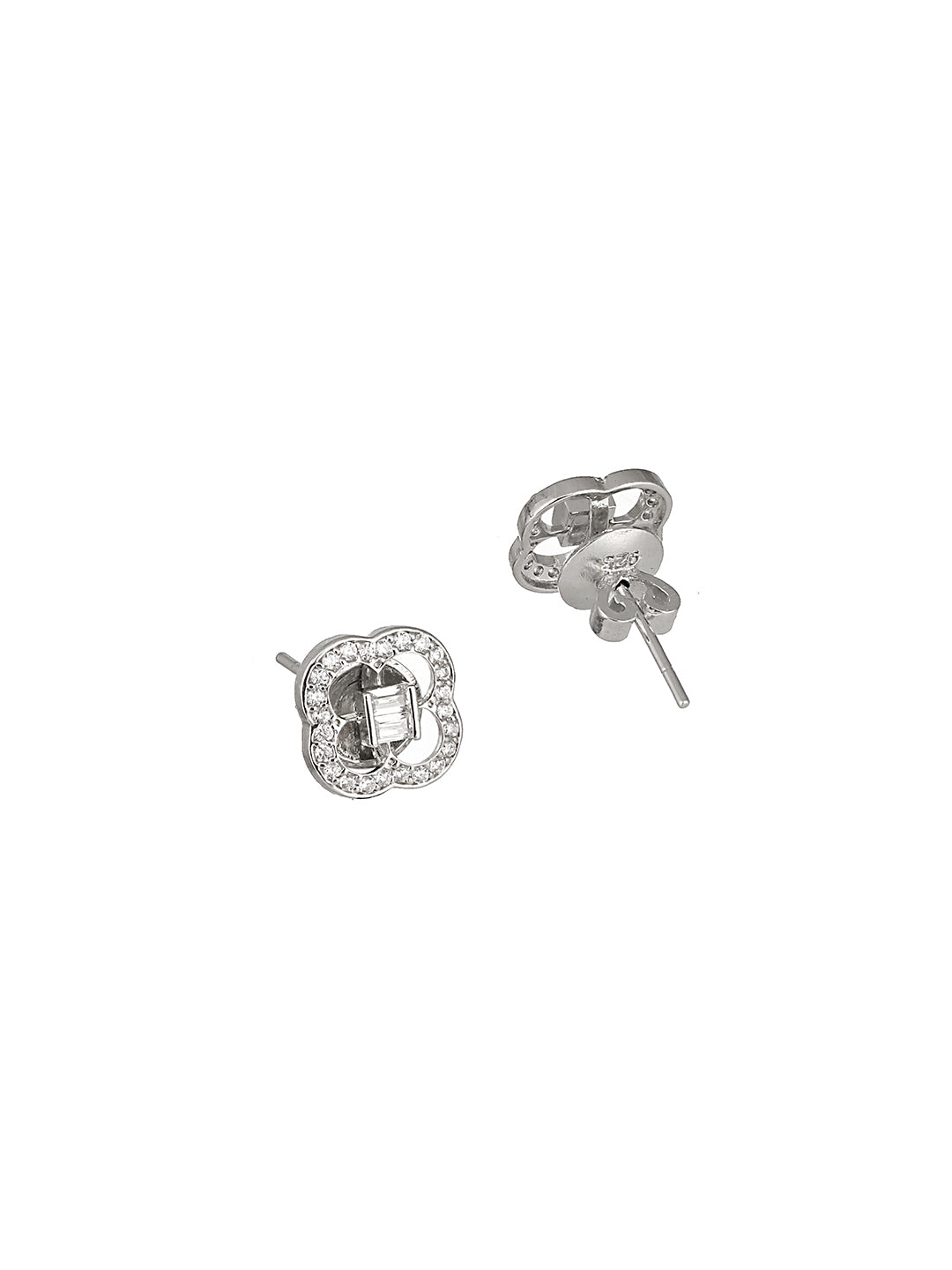 925 Sterling Silver Circular Cubic Zirconia Studds Earrings