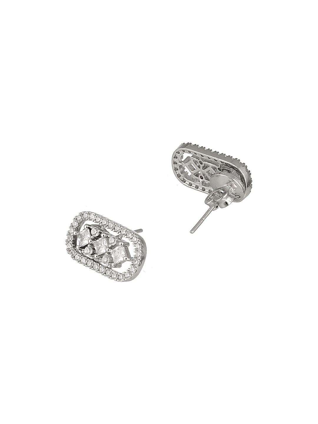 925 Sterling Silver Cubic Zirconia Geometric Studds earrings