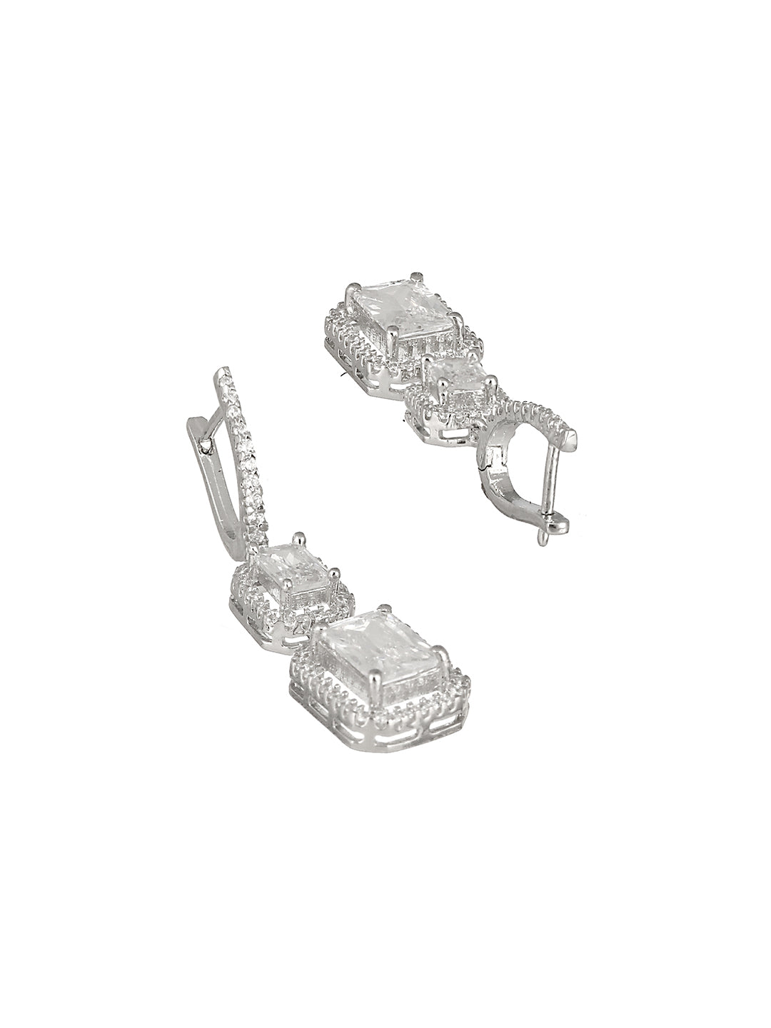 925 Sterling Silver Rhodium Plated Drop Dangler Bali Hoop Earrings