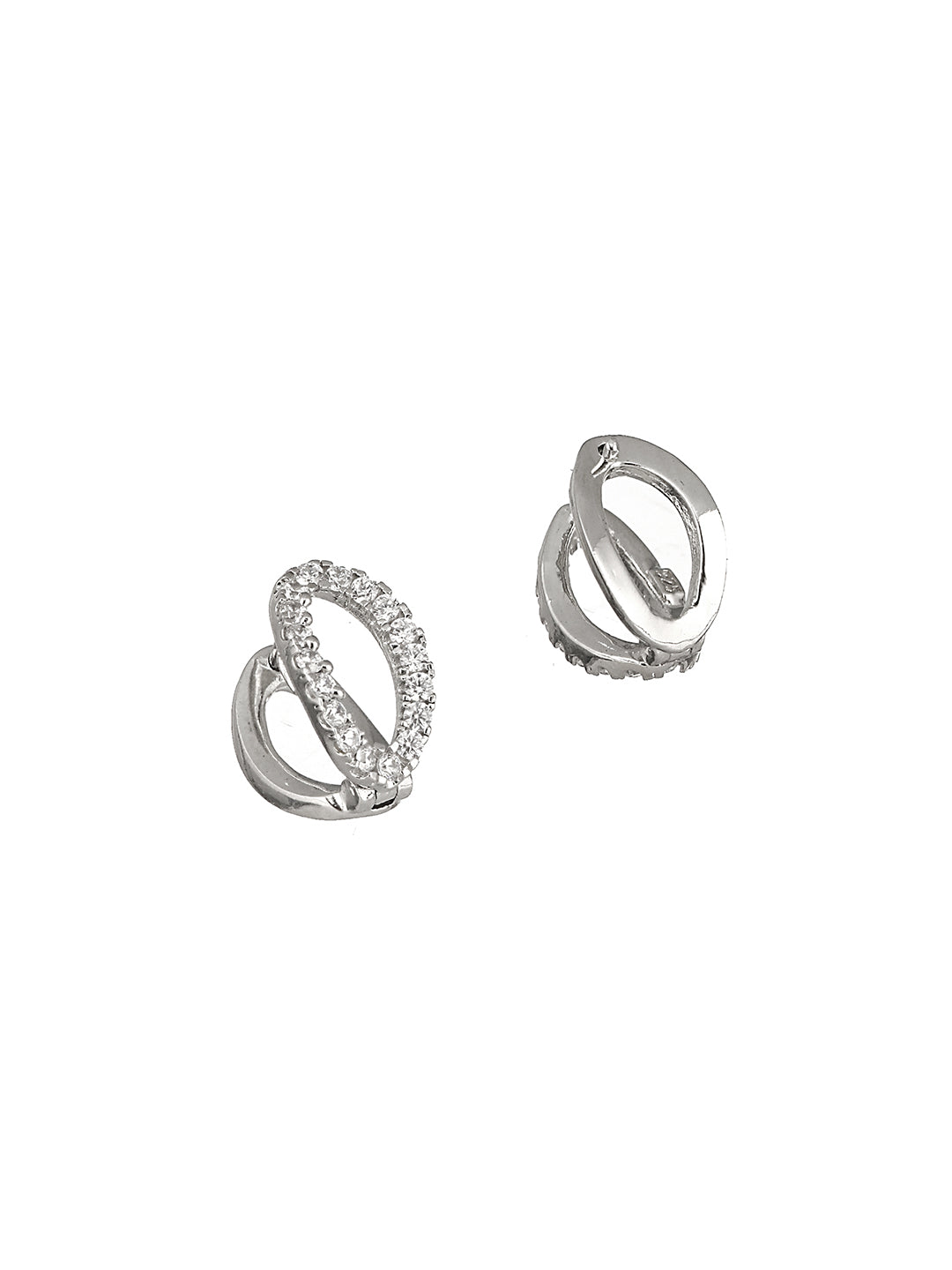 925 Sterling Silver Rhodium Plated minimal Bali Studds Earrings