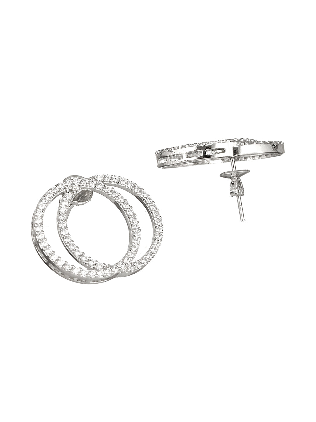 925 Sterling Silver Rhodium Plated Entwined Circles Stud Earrings
