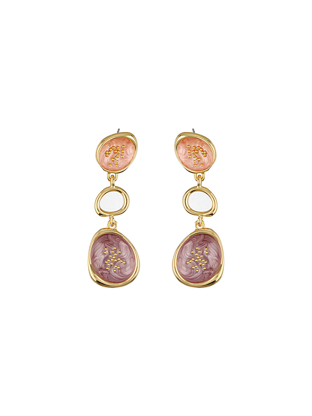 Anti-Tarnish 18k Gold plated & Enamelled Layered Drop Earrings