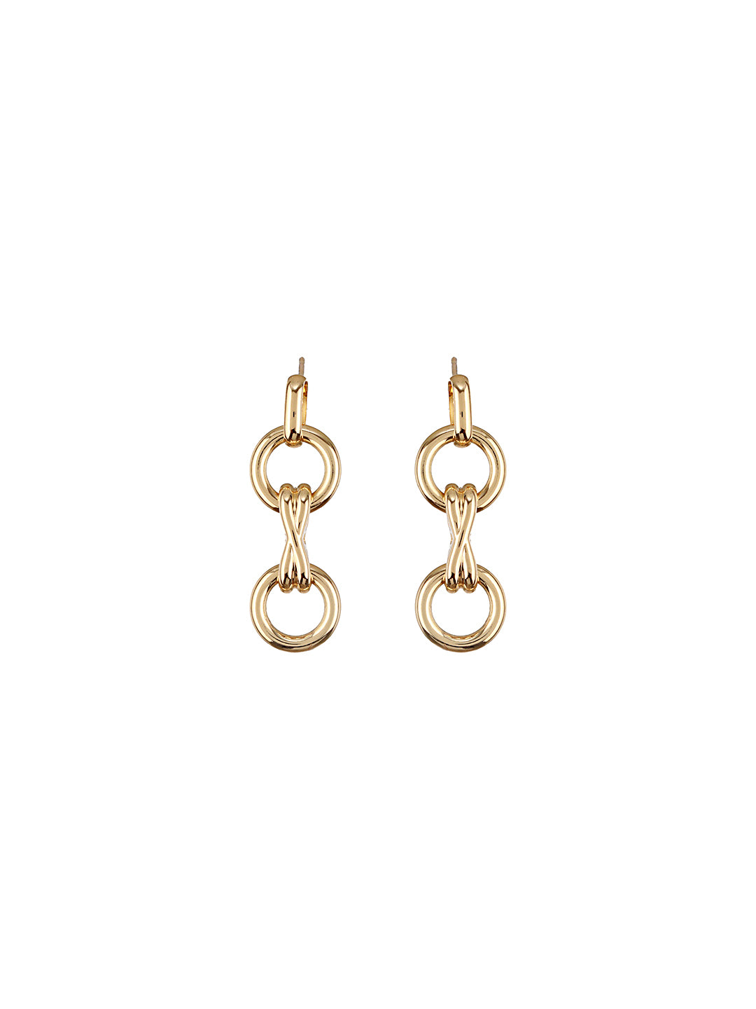 Anti-Tarnish 18k Gold Plated Criss Cross Dangling Link  Earrings
