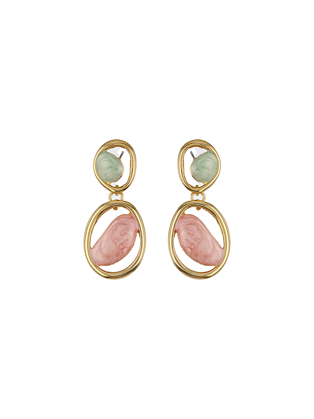 Anti-Tarnish Gold Plated Turquoise Enamelled Quirky Drop Earrings