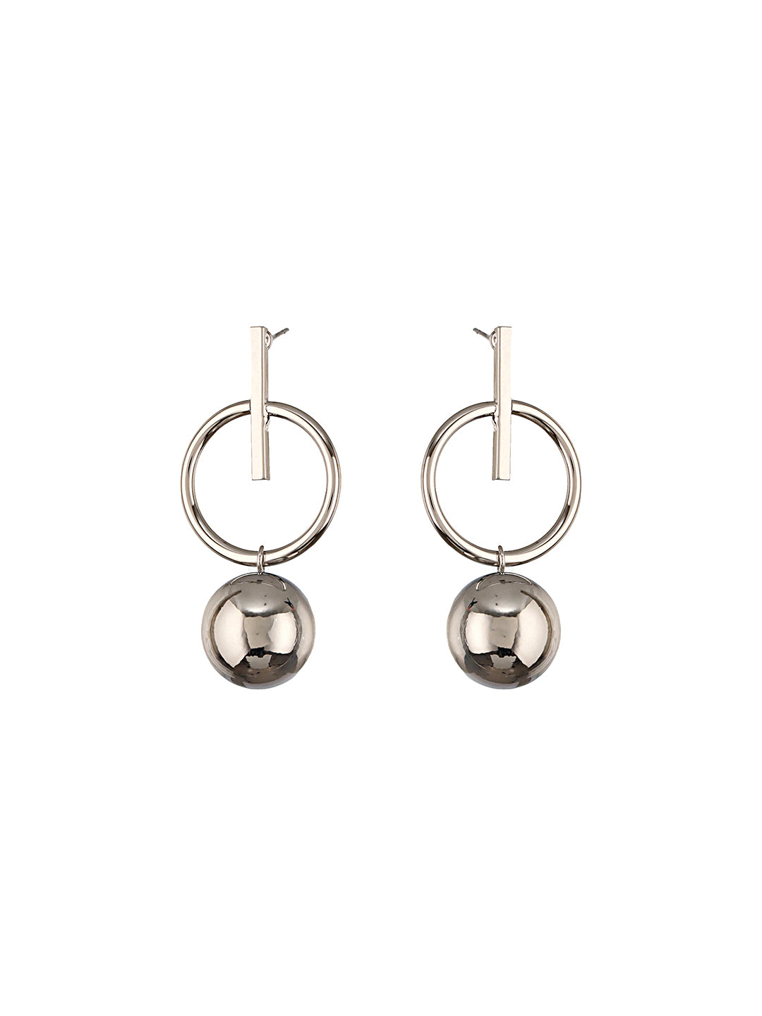 Anti-Tarnish Silver Plated Dangle Ball Drop Hoop Earrings