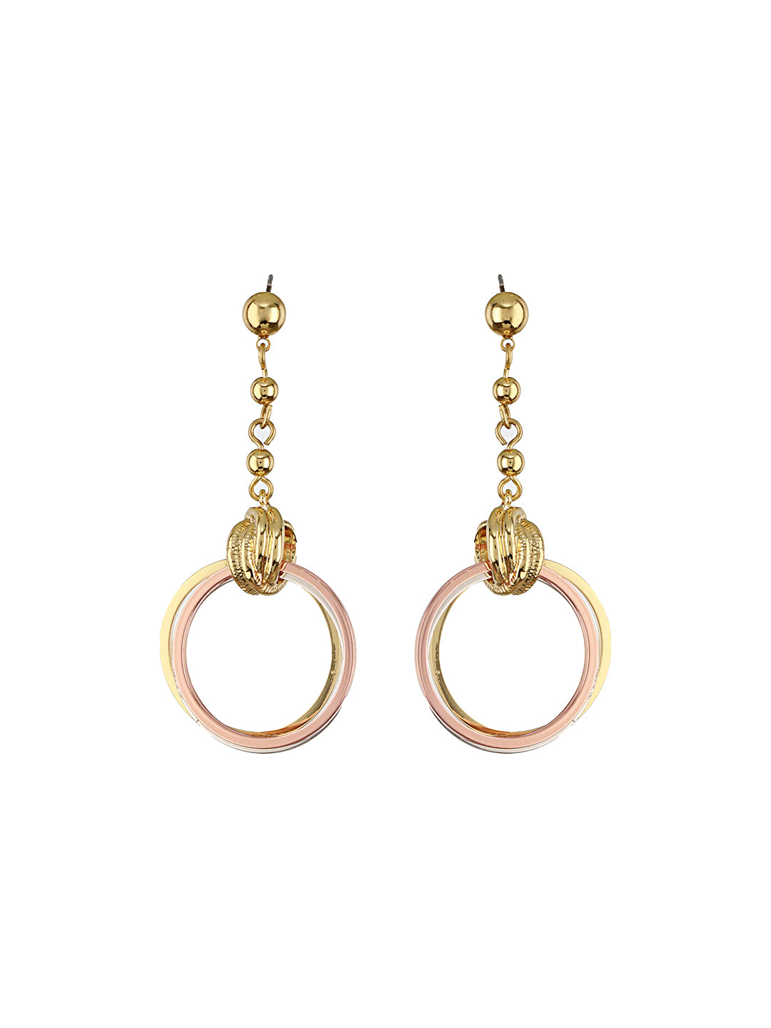 Anti-Tarnish 18k Tri Colored Gold Polish Knotted Drop Earrings