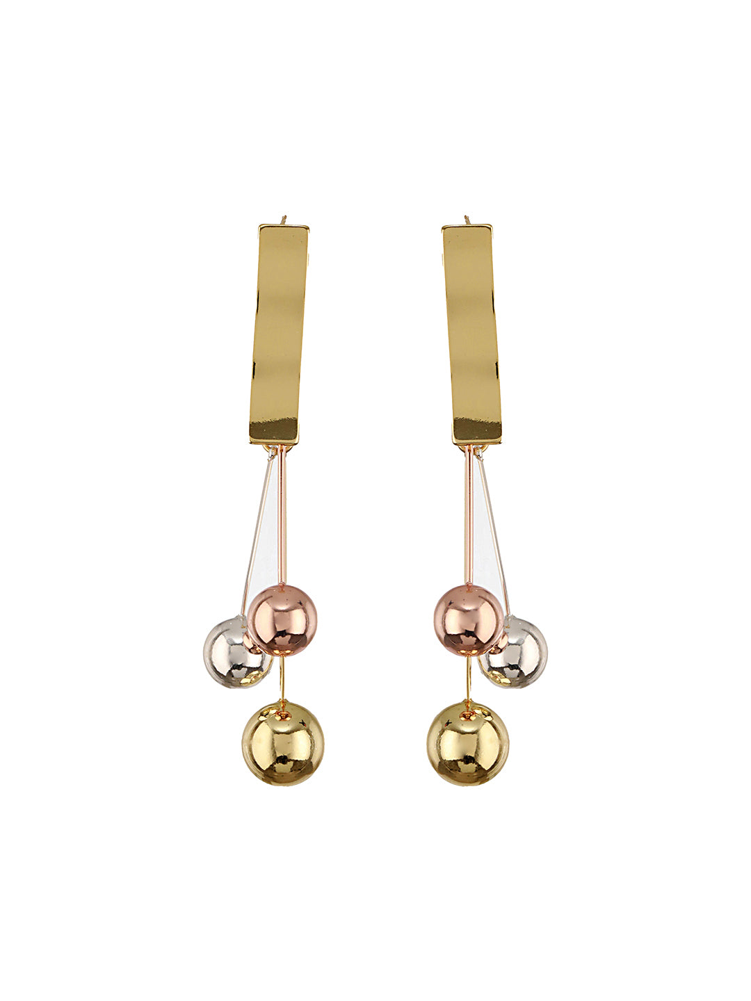 Anti-Tarnish 18k Gold Polish Tri - Colored balls Drop earrings