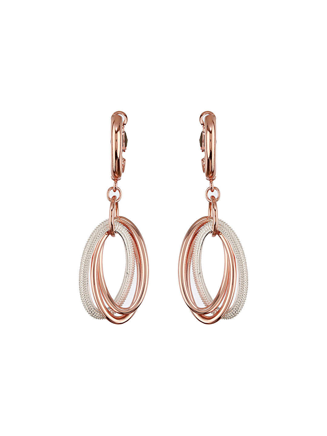 Anti-Tarnish Rose Gold Concentric Circular Drop Dangling Earrings