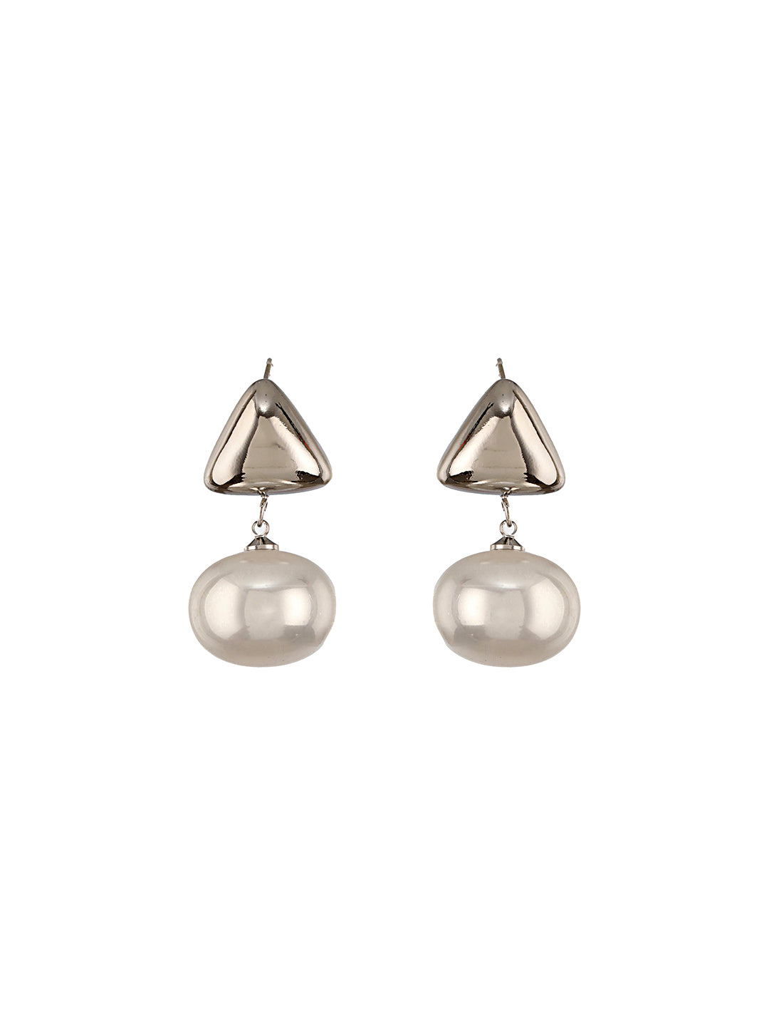 Anti-Tarnish Silver Plated Tiangular Pearl Drop minimal Earrings