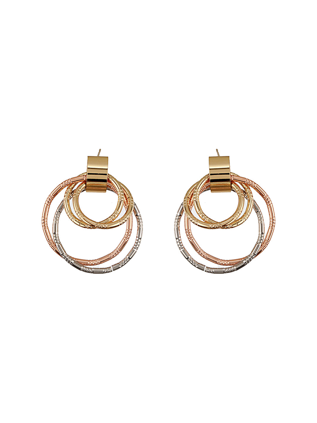 Anti-Tarnish Gold Plated Concentric Small Hoop Minimal Studds earrings