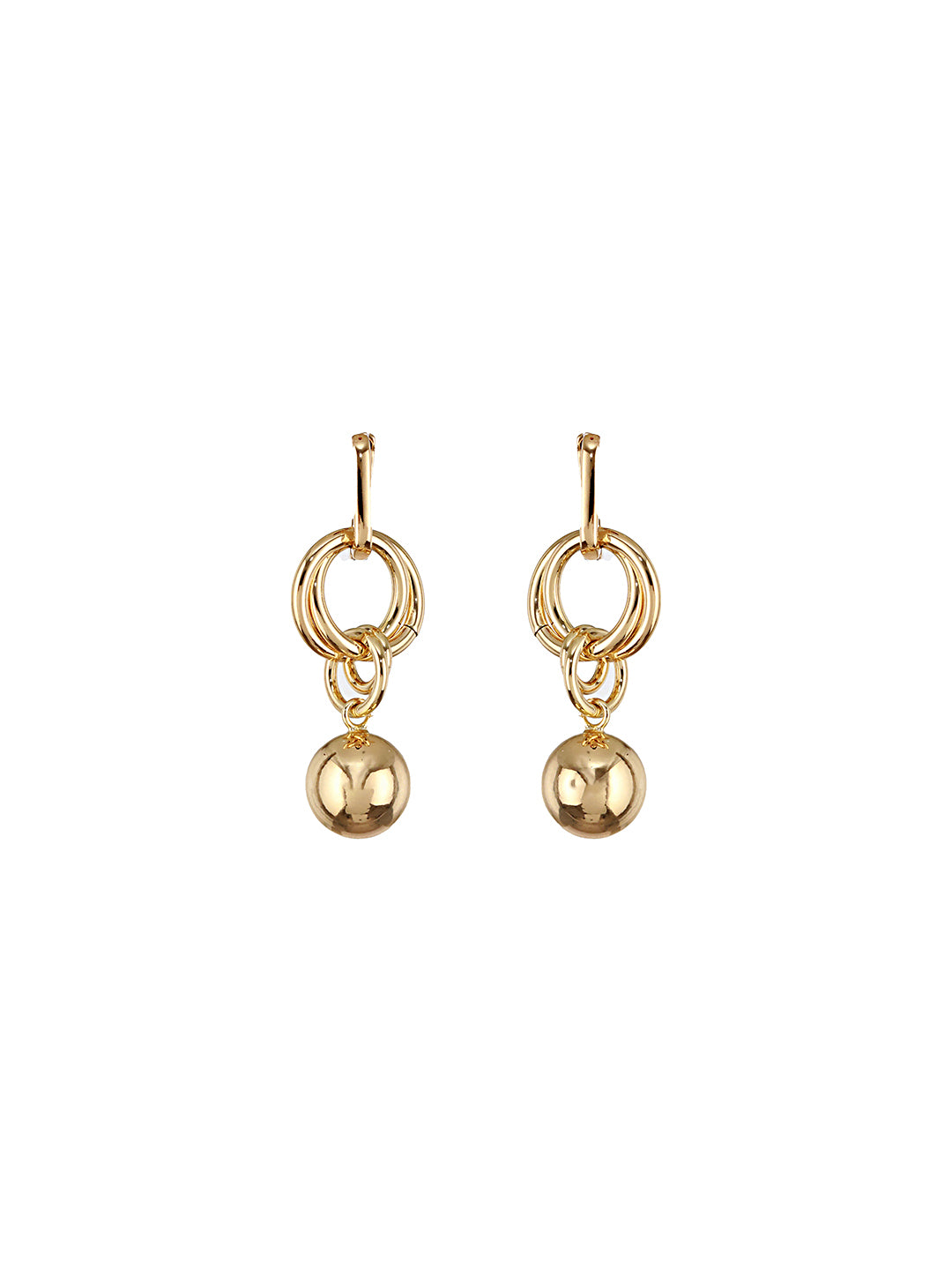 Anti-Tarnish Gold Plated Link Orb Dangler Earrings