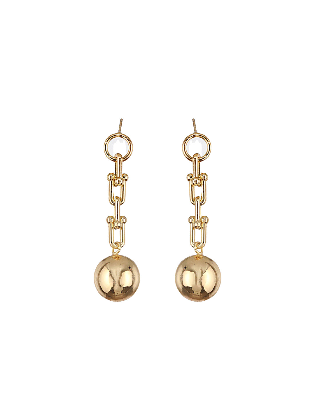Anti-Tarnish 18k  Gold Plated Link Spherical ball Dangler Earrings