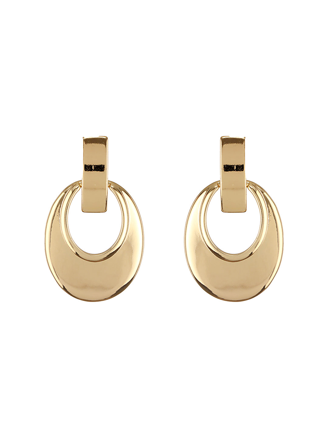 Anti-Tarnish Gold  Toned Bold Statement Elliptical Earrings