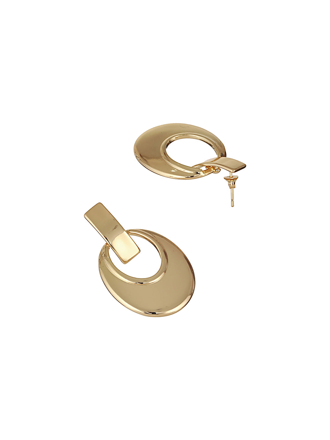Anti-Tarnish Gold  Toned Bold Statement Elliptical Earrings