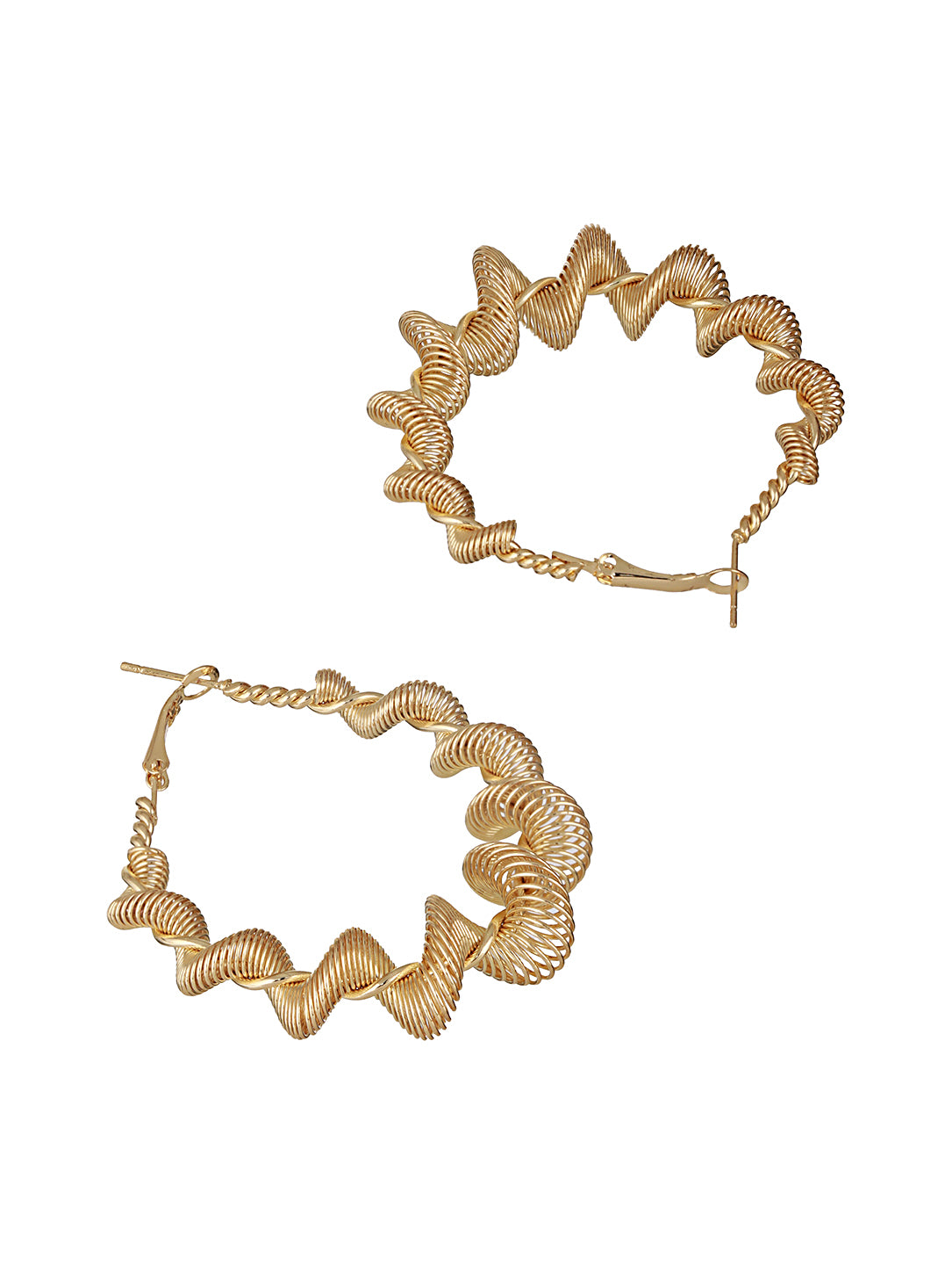 Anti-Tarnish Gold Plated Spiral Twisted  Statement Hoops Earrings