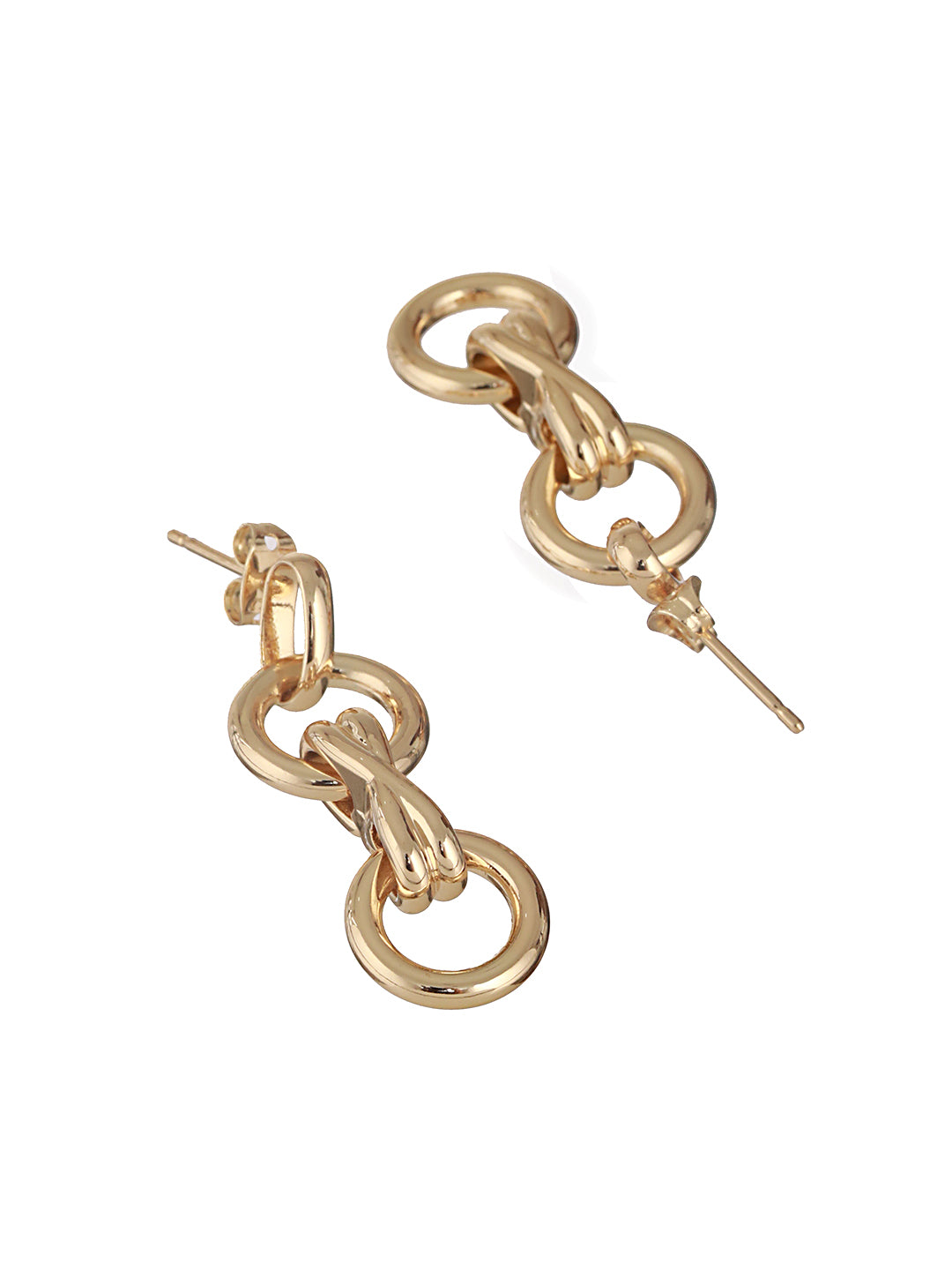Anti-Tarnish 18k Gold Plated Criss Cross Dangling Link  Earrings