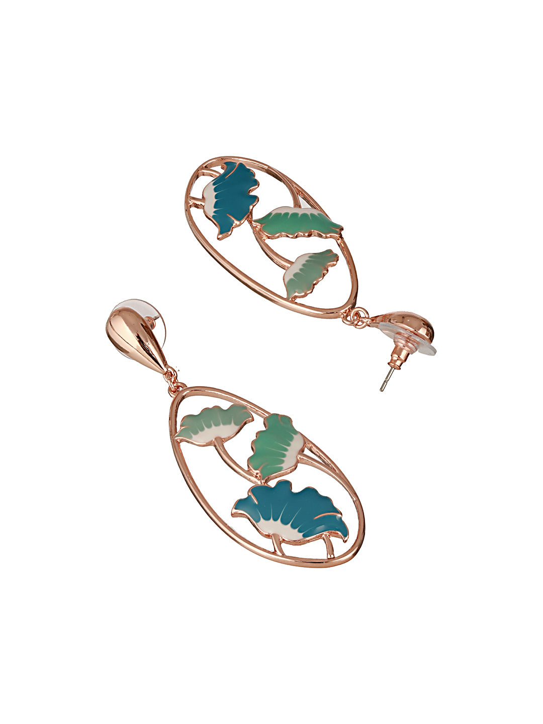 Anti-Tarnish Gold Plated  Blue  Enamelled Floral Statement Luxe Drop  Earrings