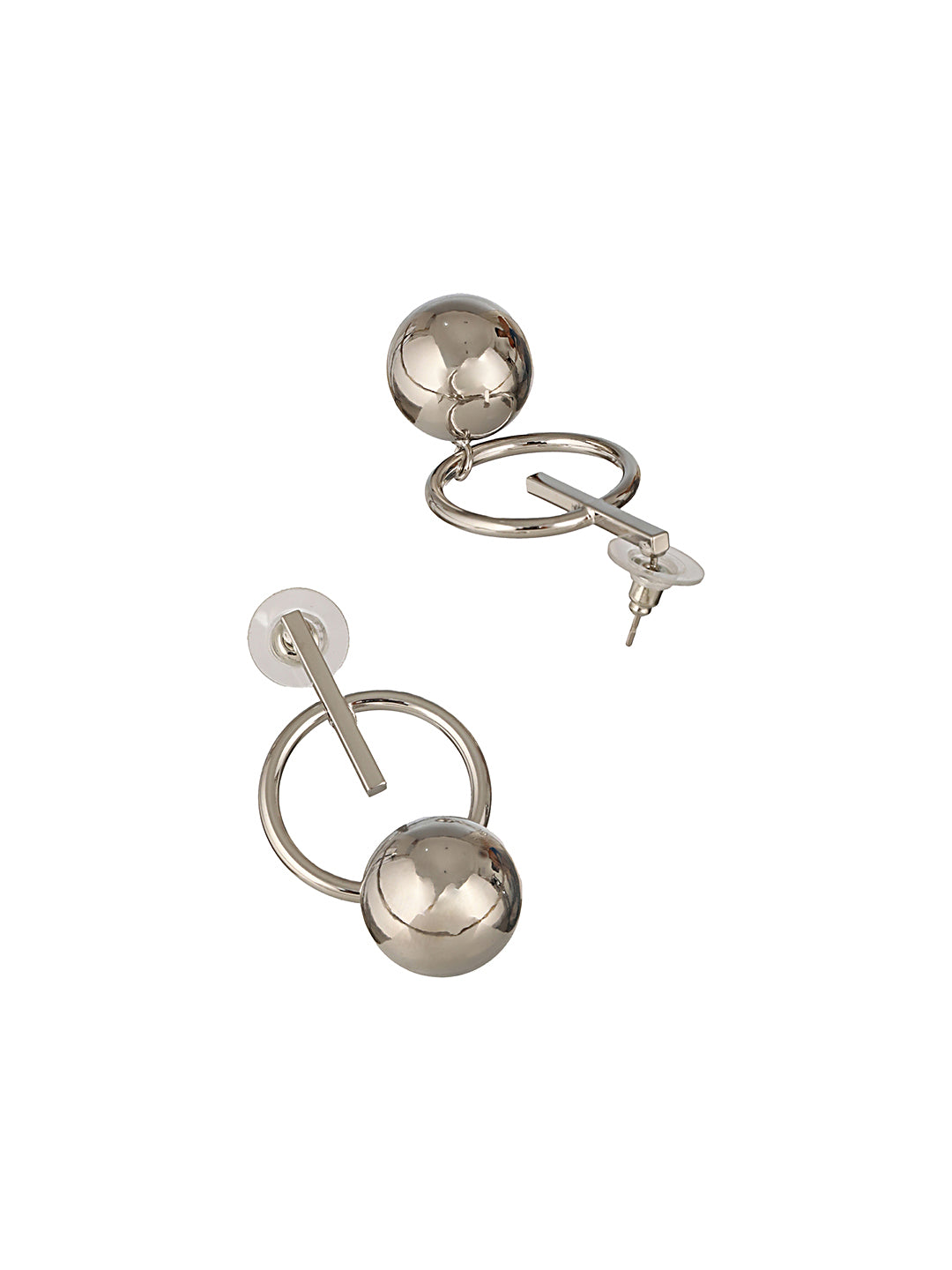 Anti-Tarnish Silver Plated Dangle Ball Drop Hoop Earrings