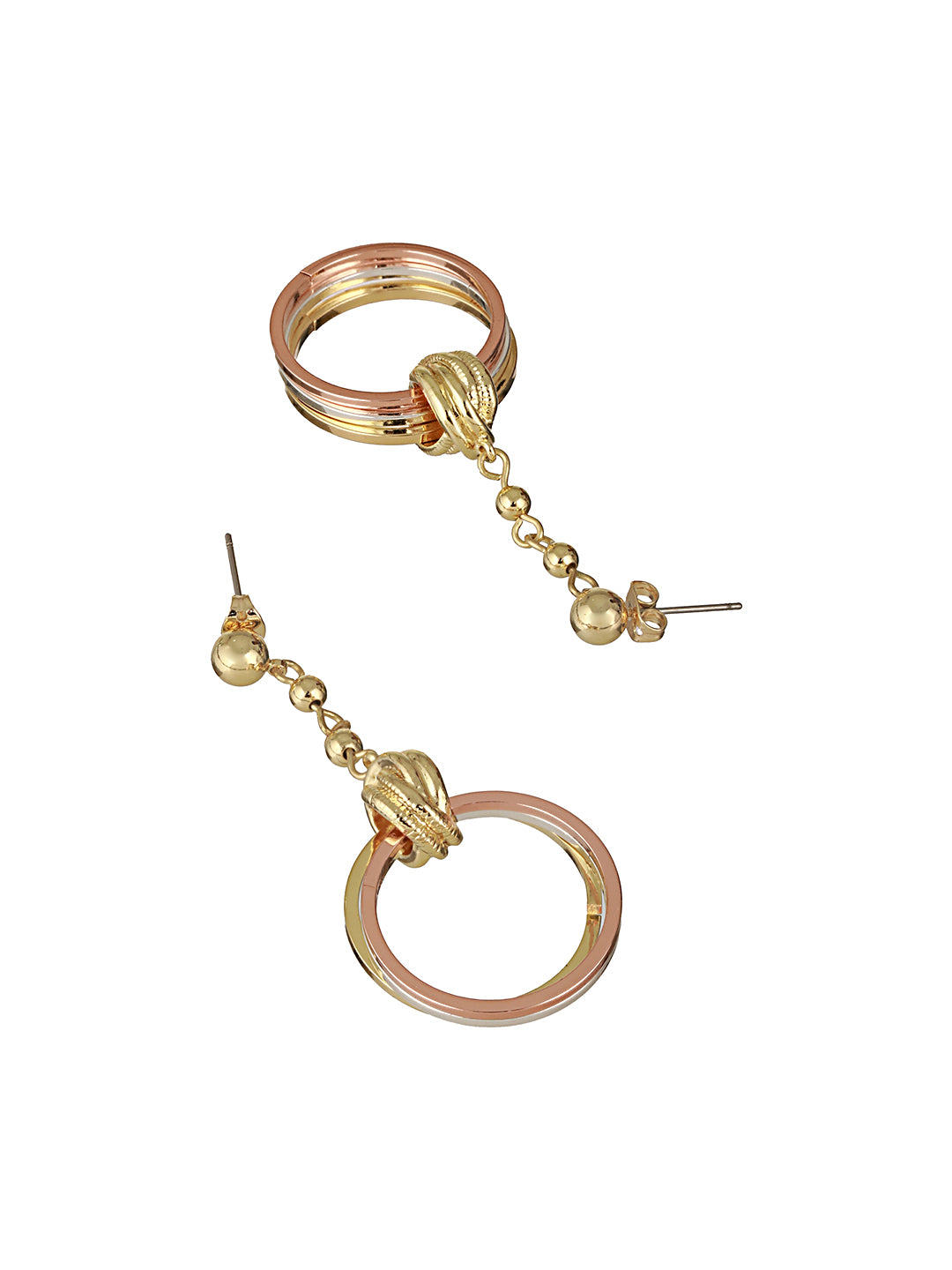 Anti-Tarnish 18k Tri Colored Gold Polish Knotted Drop Earrings