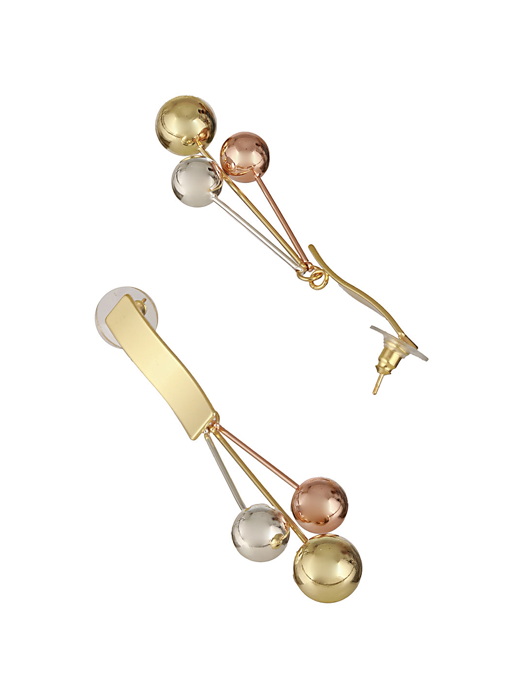 Anti-Tarnish 18k Gold Polish Tri - Colored balls Drop earrings