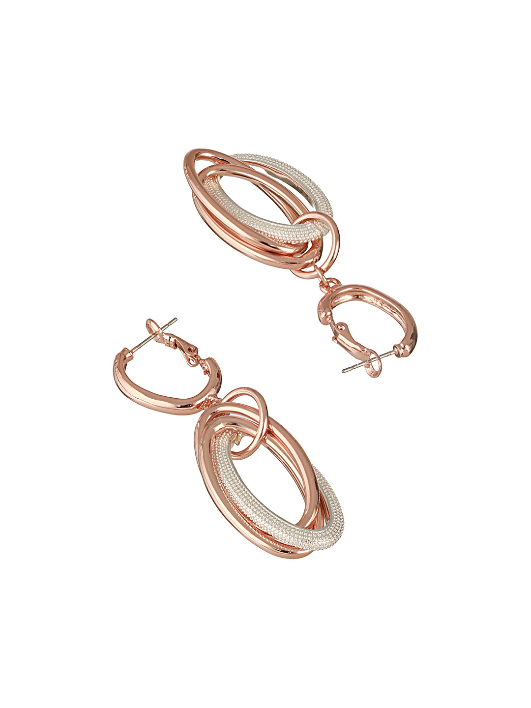 Anti-Tarnish Rose Gold Concentric Circular Drop Dangling Earrings