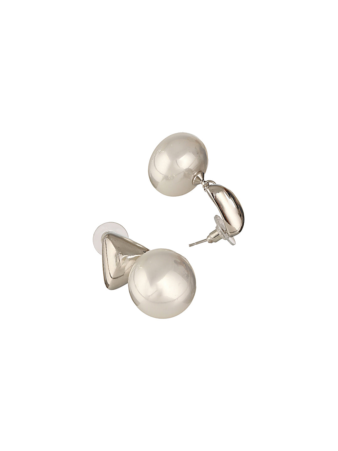 Anti-Tarnish Silver Plated Tiangular Pearl Drop minimal Earrings