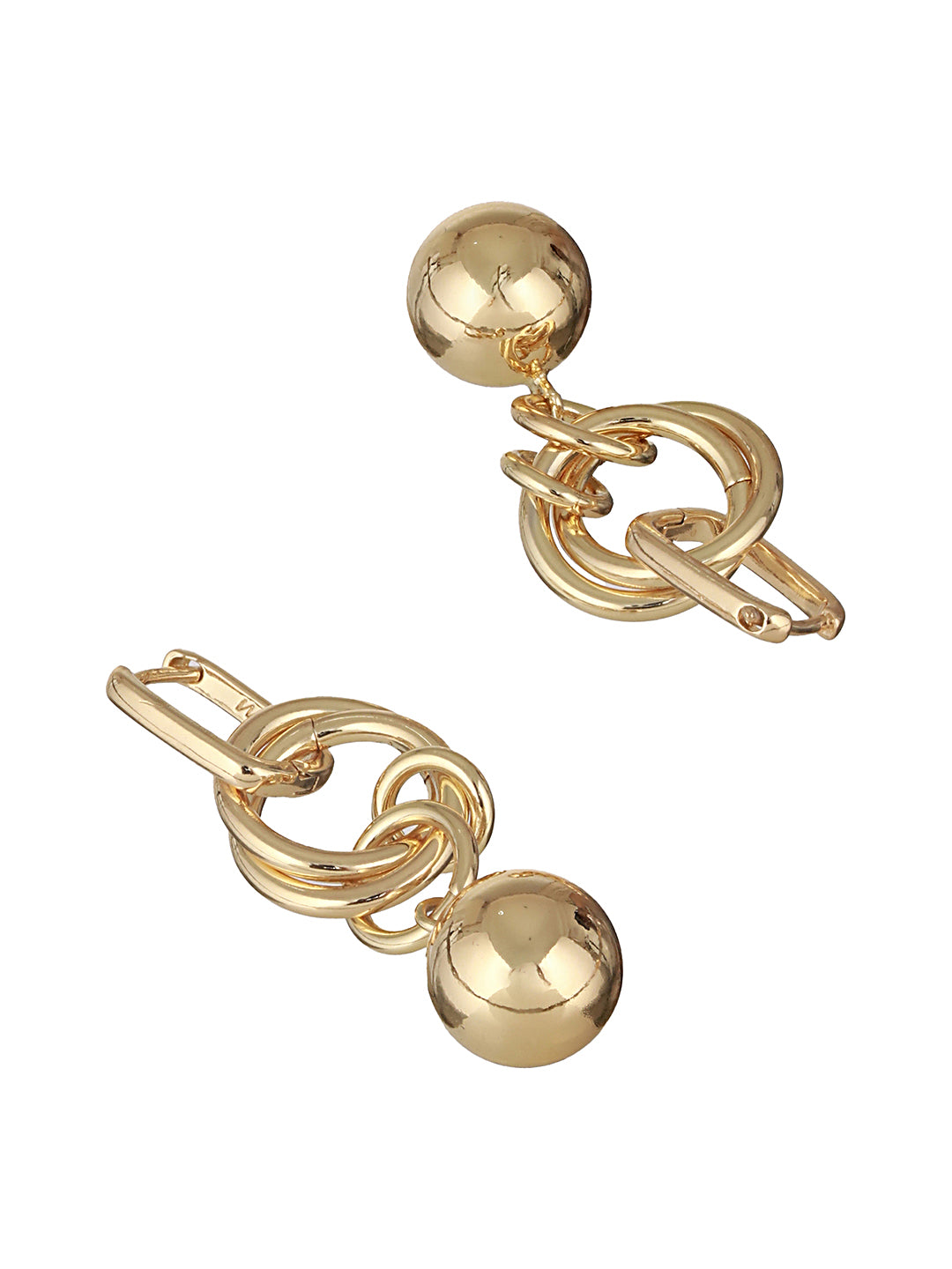 Anti-Tarnish Gold Plated Link Orb Dangler Earrings