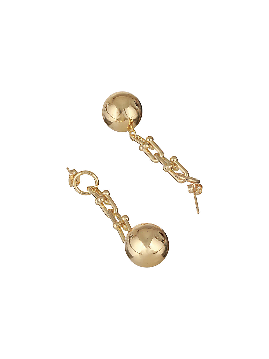 Anti-Tarnish 18k  Gold Plated Link Spherical ball Dangler Earrings