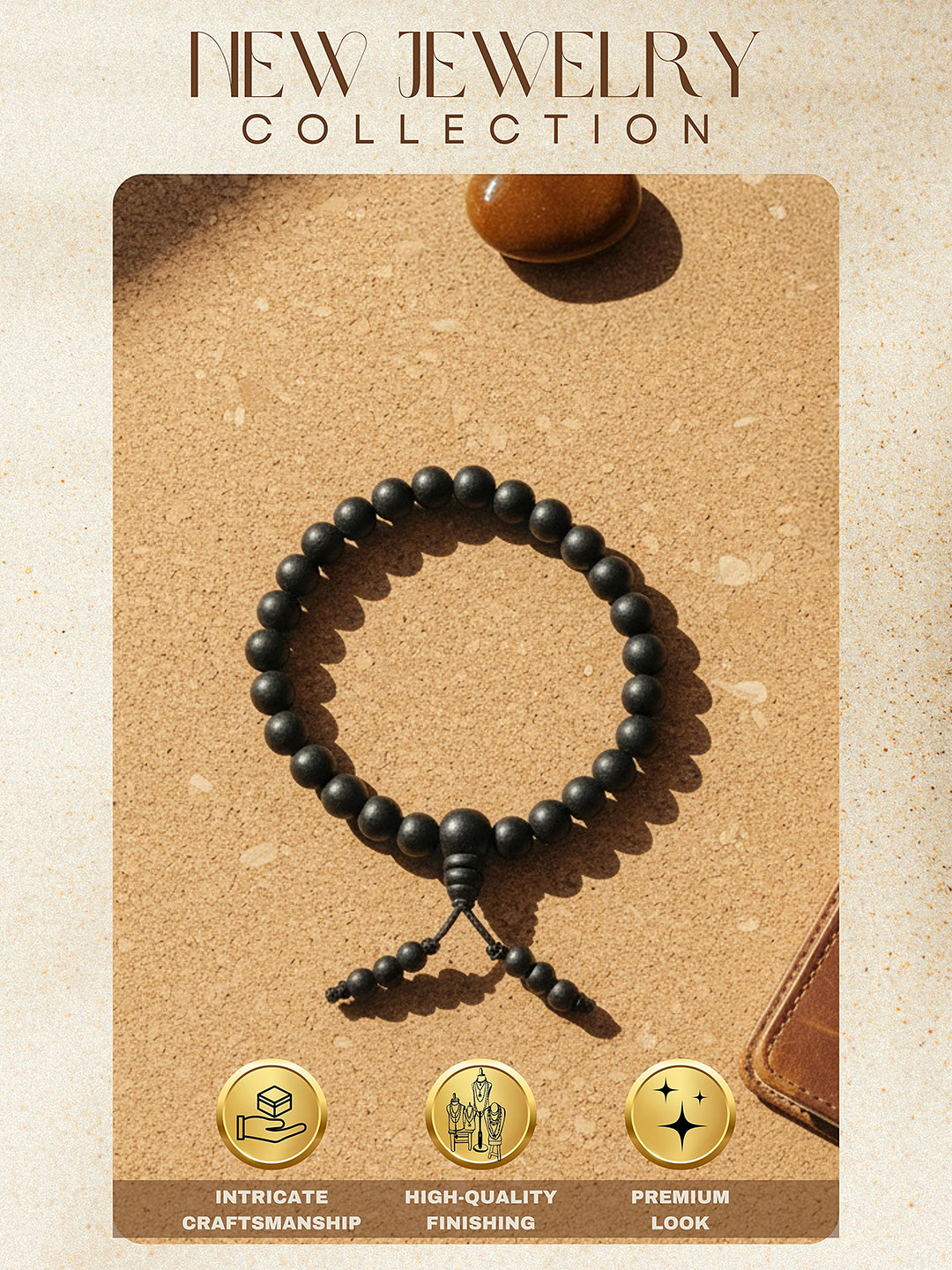 Karungali Mala Original Ebony Wood Beads with Lab Certificate Adjustable Bracelet.