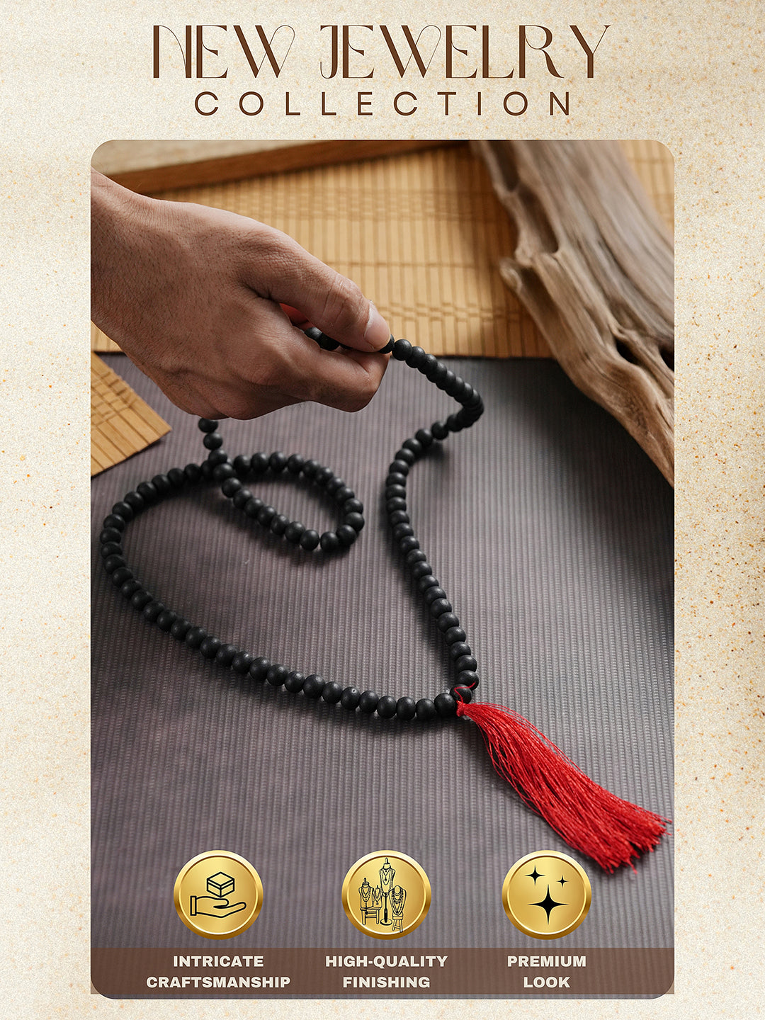 Original Karungali Malai 108 - Beads Original Ebony Wood With Lab Certificate.