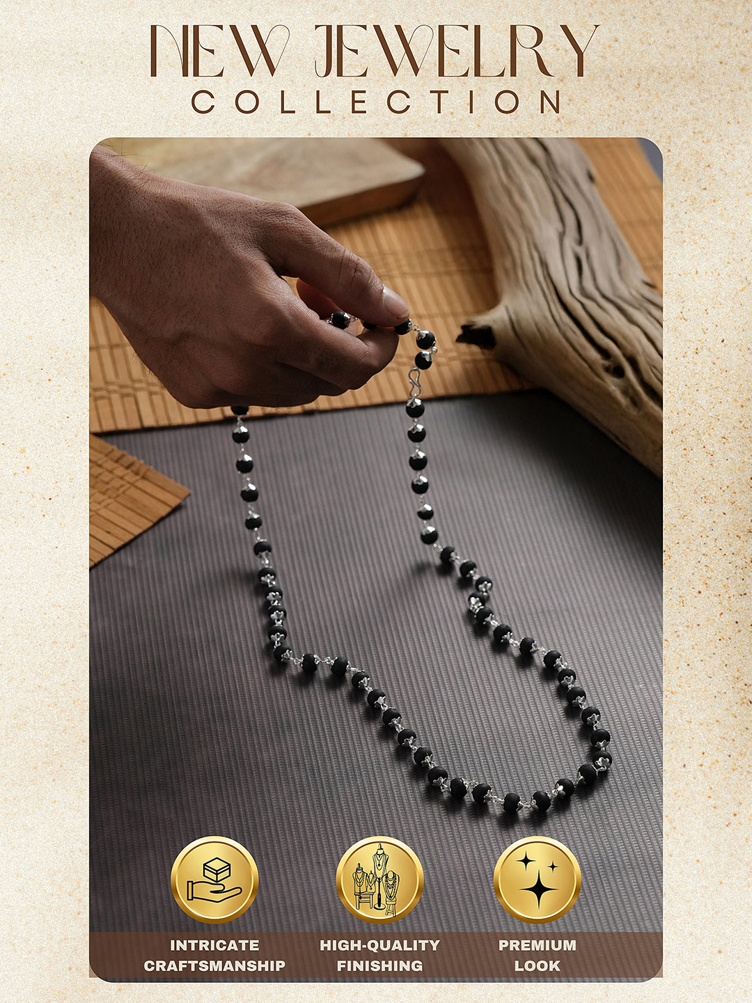 Divine Statement Karungali Mala With Silver Plated Cap Necklace With Lab Certificate For Minimal Style .