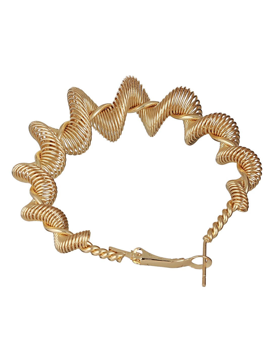 Anti-Tarnish Gold Plated Spiral Twisted  Statement Hoops Earrings