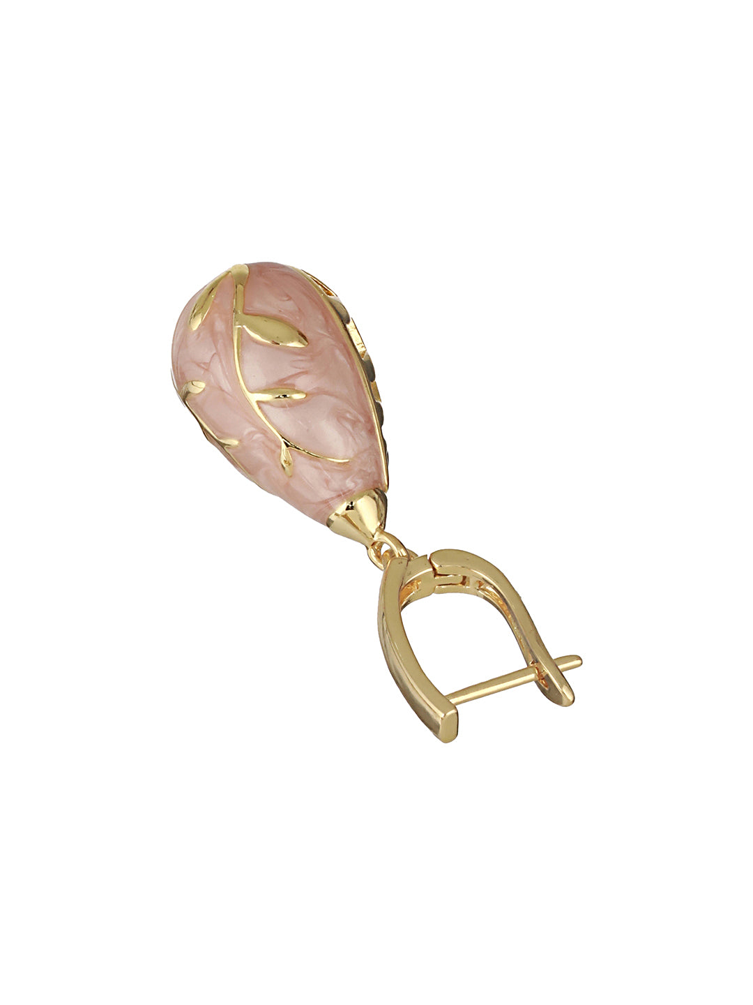 Anti-Tarnish 18 K Gold Plated & Enamelled Tear Shaped Floral Hoop Earrings